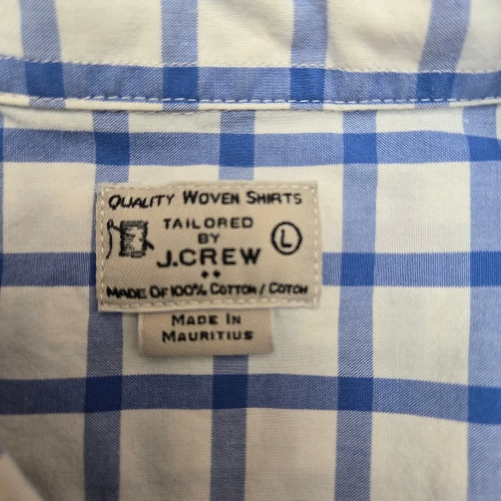 J.Crew Button Down Shirt Mens Plaid Checkered Long Sleeve‎ Cotton Sz L